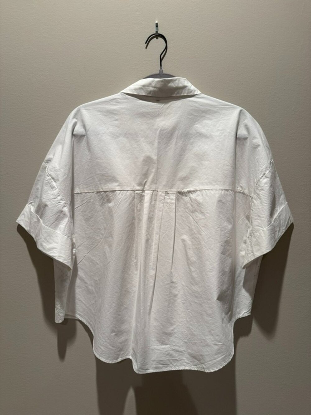 Zara White Eyelet Embroidered Cropped Button Front Shirt Blouse Size Medium - Picture 4 of 4